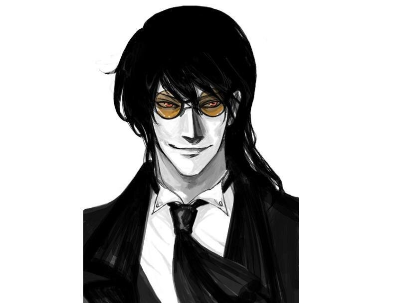 Anime Character with Glasses — Black, Serious