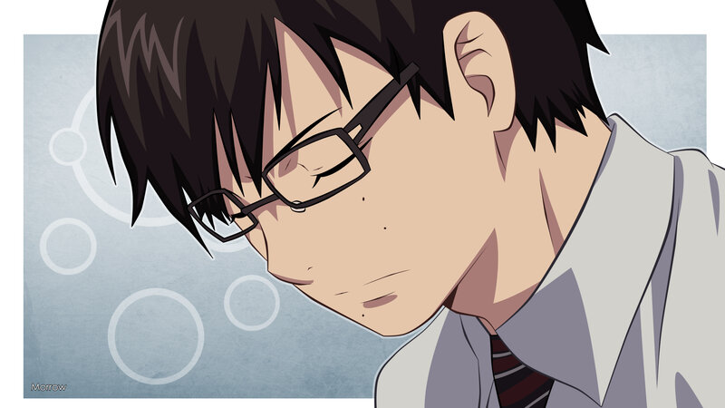 Anime Character with Glasses — Blue, Calm, School Uniform