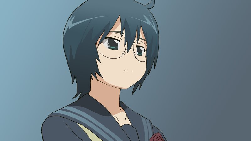 Anime Character with Glasses — Blue, Neutral, School Uniform