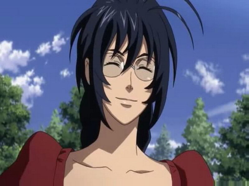 Anime Character with Glasses — Blue