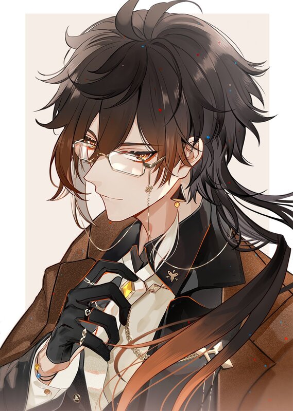 Anime Character with Glasses — Brown, Calm