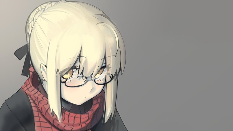 Anime Character with Glasses — Gray, Neutral, Digital Art