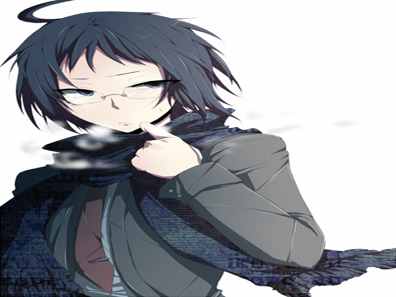 Anime Character with Glasses — Gray, Neutral