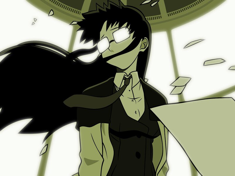 Anime Character with Glasses — Green, Dramatic