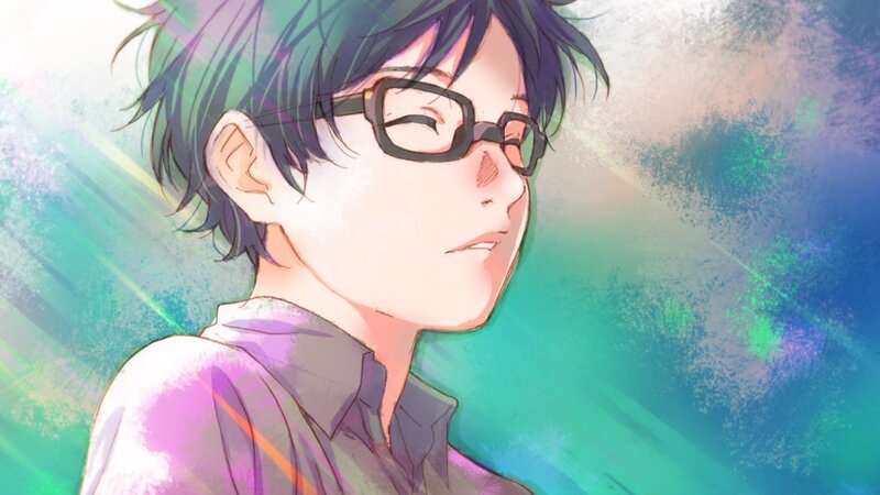 Anime Character with Glasses — Green, Serene