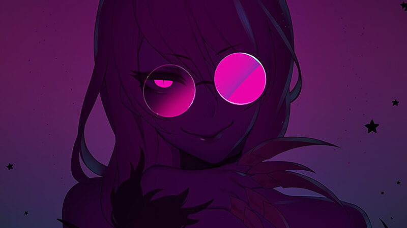 Anime Character with Glasses — Purple, Mysterious