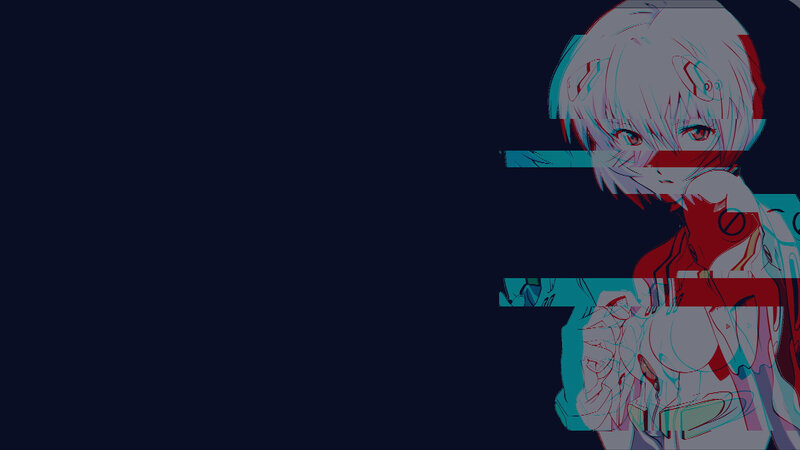 Anime Character with Glitch Effect — Blue