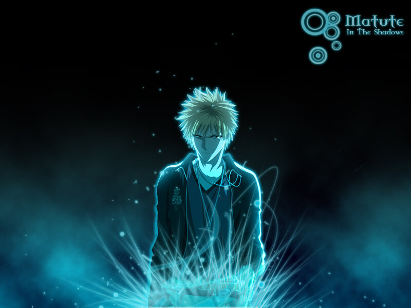 Anime Character with Glowing Aura — Blue, Dramatic, Night, Glowing Blue Light