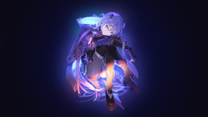 Anime Character with Glowing Aura — Purple, Dramatic