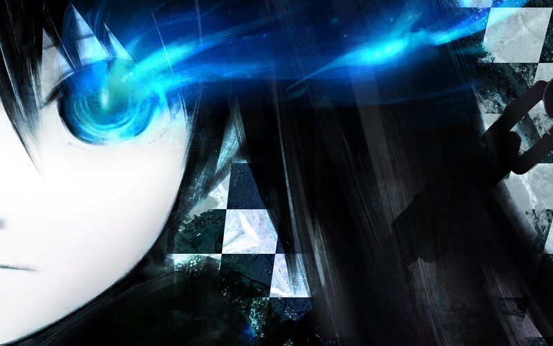 anime character with glowing blue eye