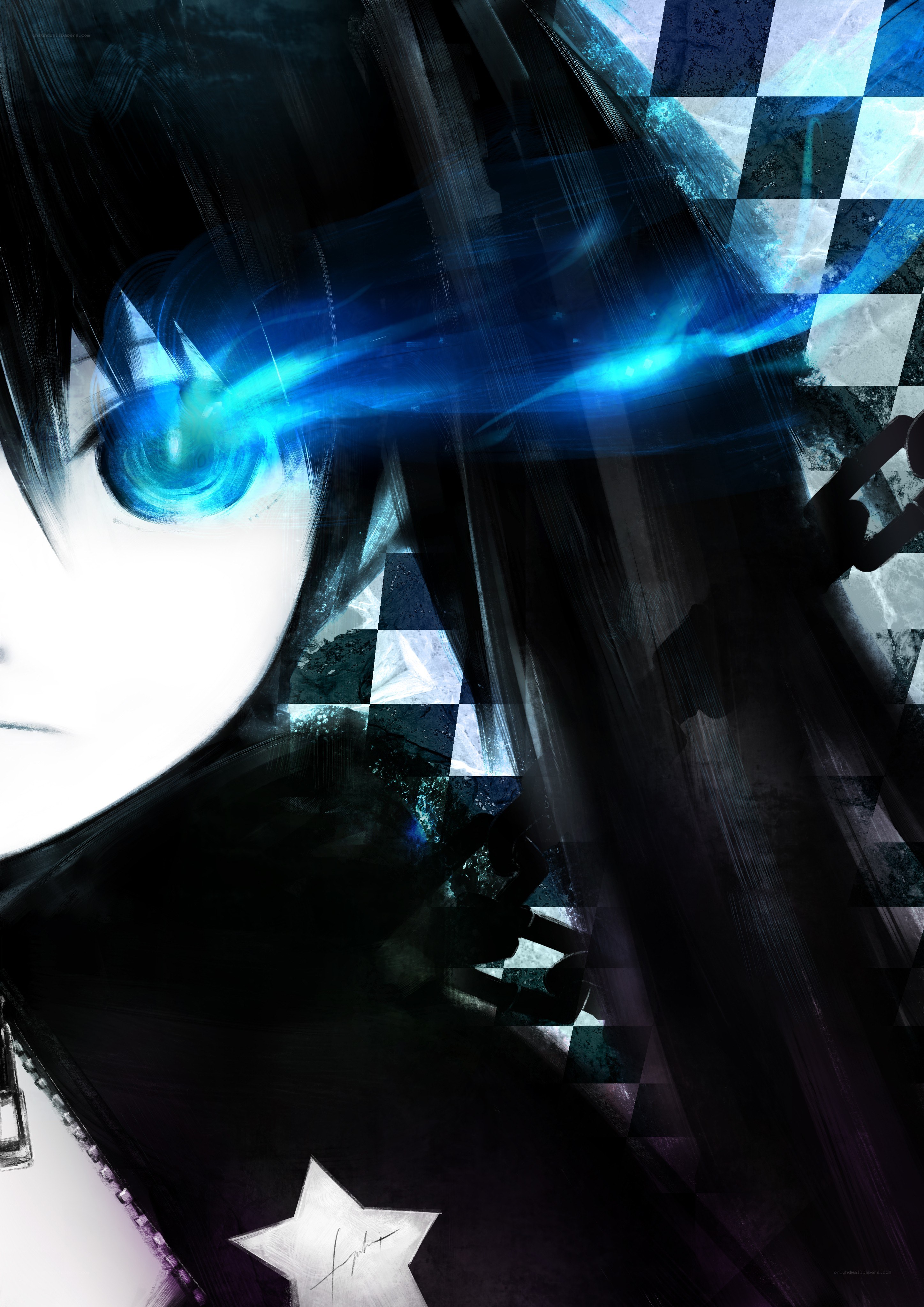 anime character with glowing blue eye