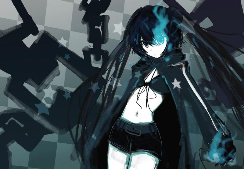 anime character with glowing blue hair
