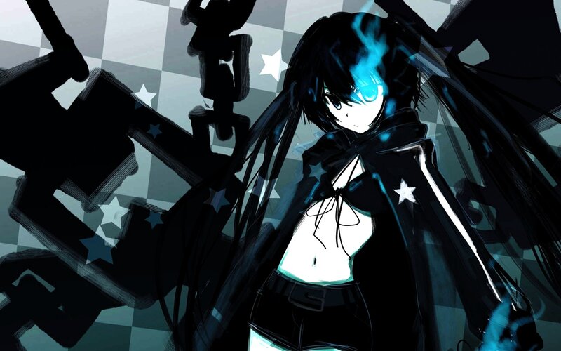anime character with glowing blue hair