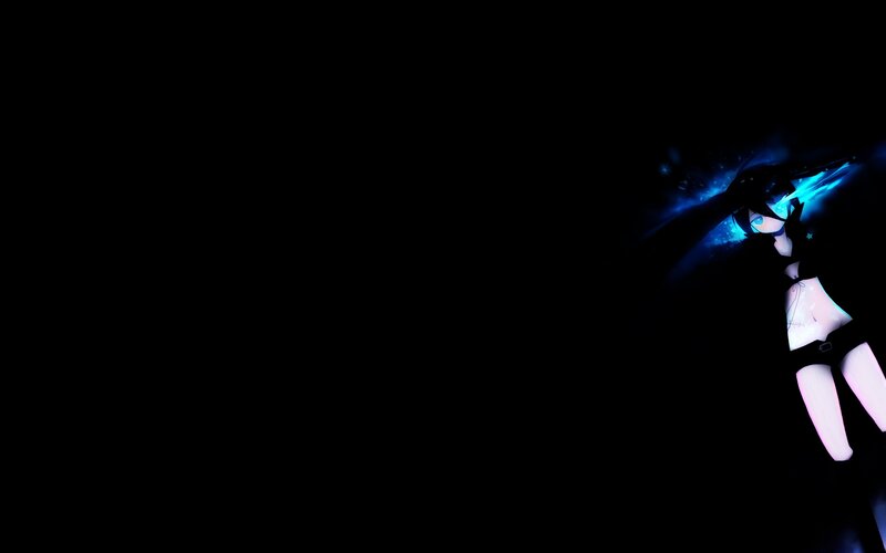 Anime Character with Glowing Blue Hair — Black, Dramatic