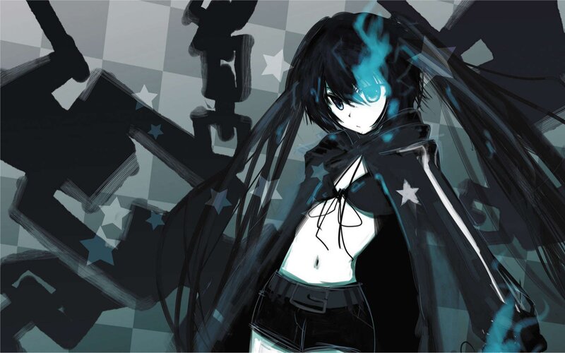 anime character with glowing blue hair