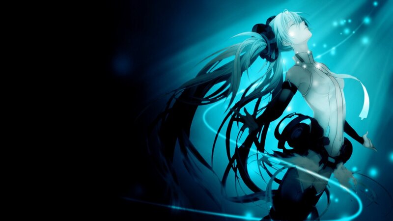 anime character with glowing blue light
