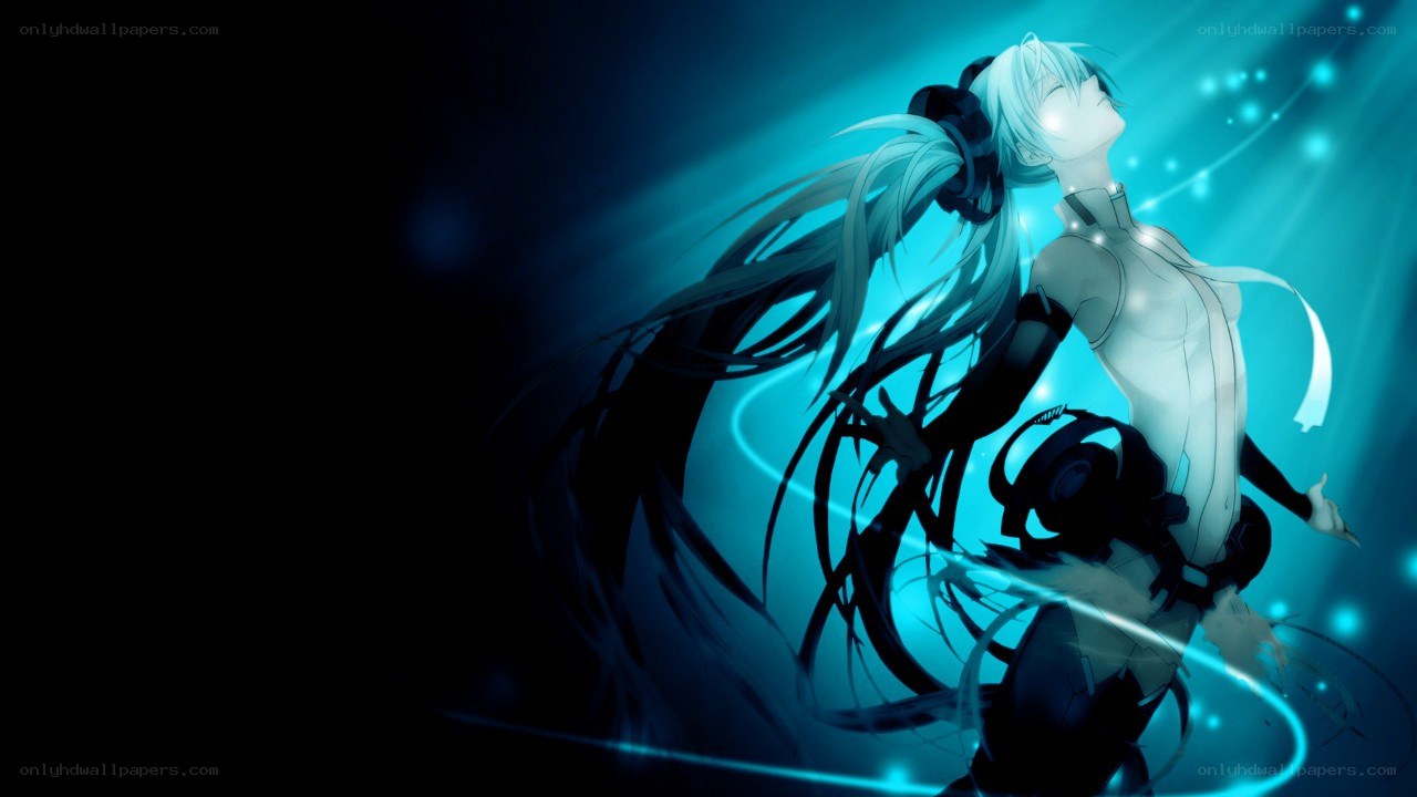 anime character with glowing blue light
