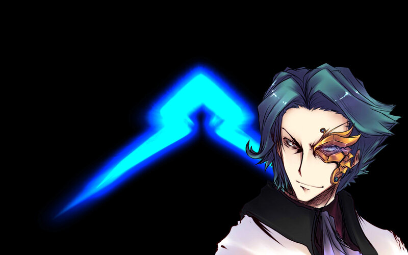 anime character with glowing blue symbol