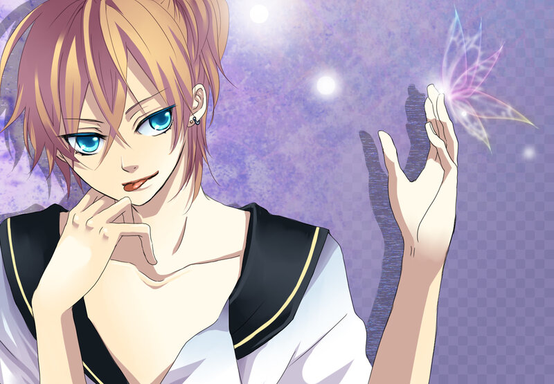 anime character with glowing butterfly