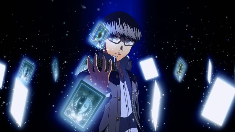 anime character with glowing cards