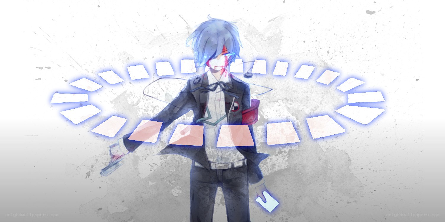 Anime character with glowing cards