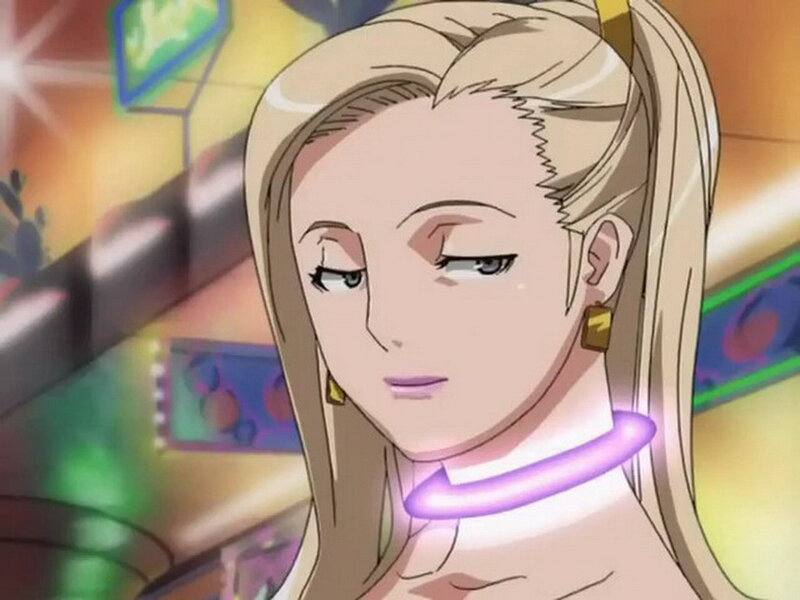 anime character with glowing collar