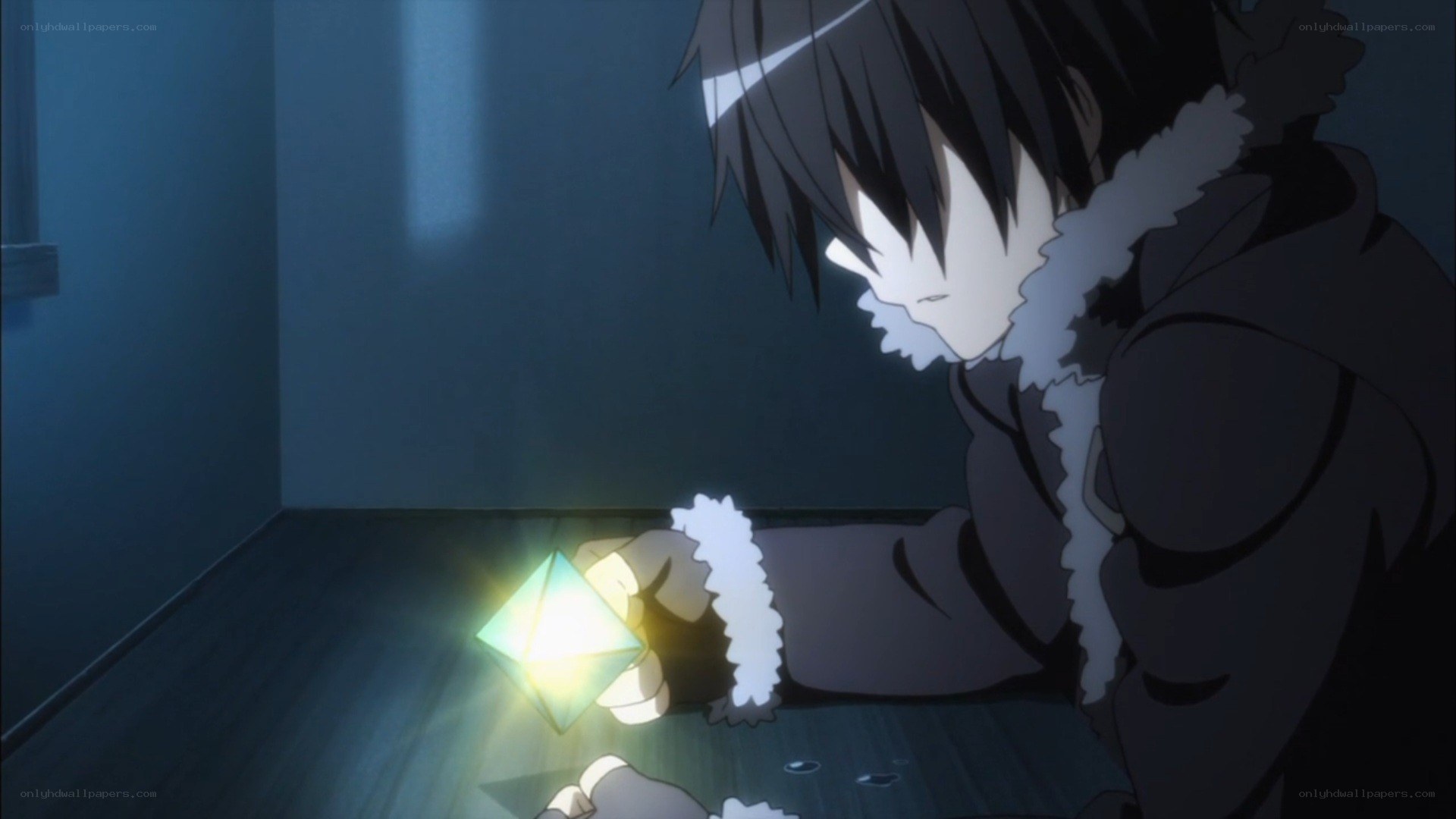 anime character with glowing cube