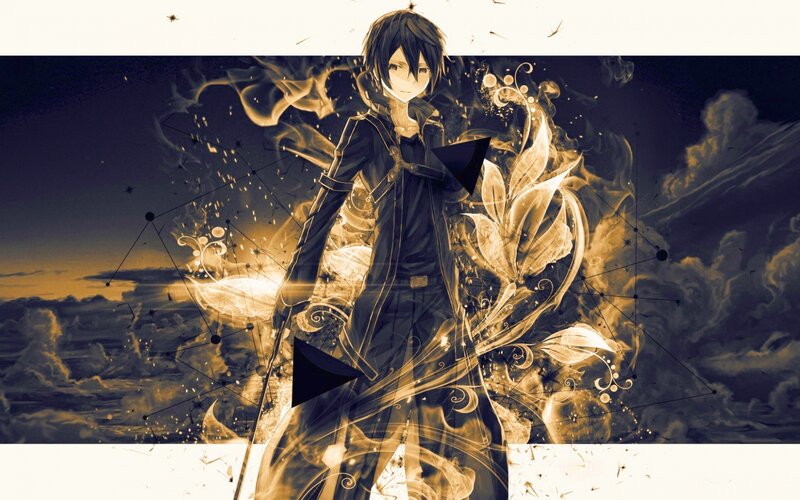 Anime Character with Glowing Effects — Black, Dramatic