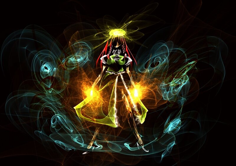 Anime Character with Glowing Effects — Black