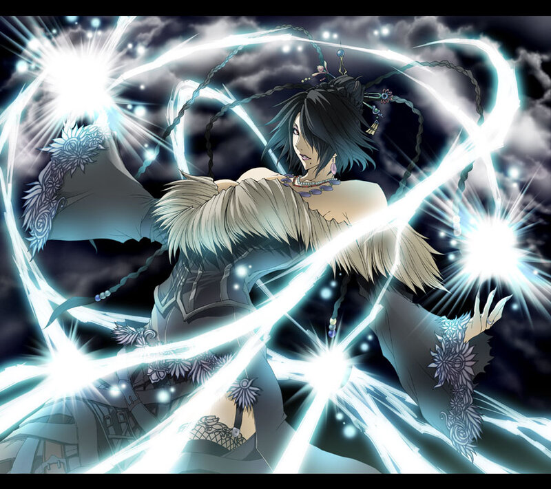 Anime Character with Glowing Energy — Black