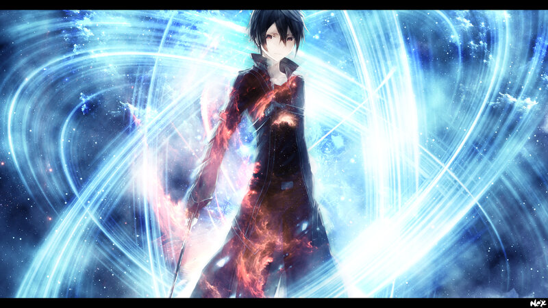 Anime Character with Glowing Energy — Blue