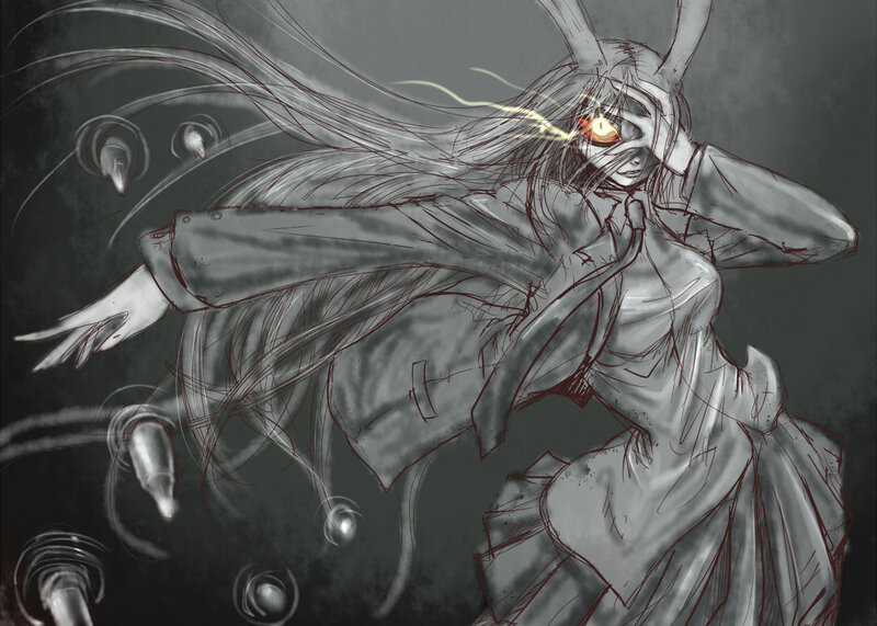 anime character with glowing eye