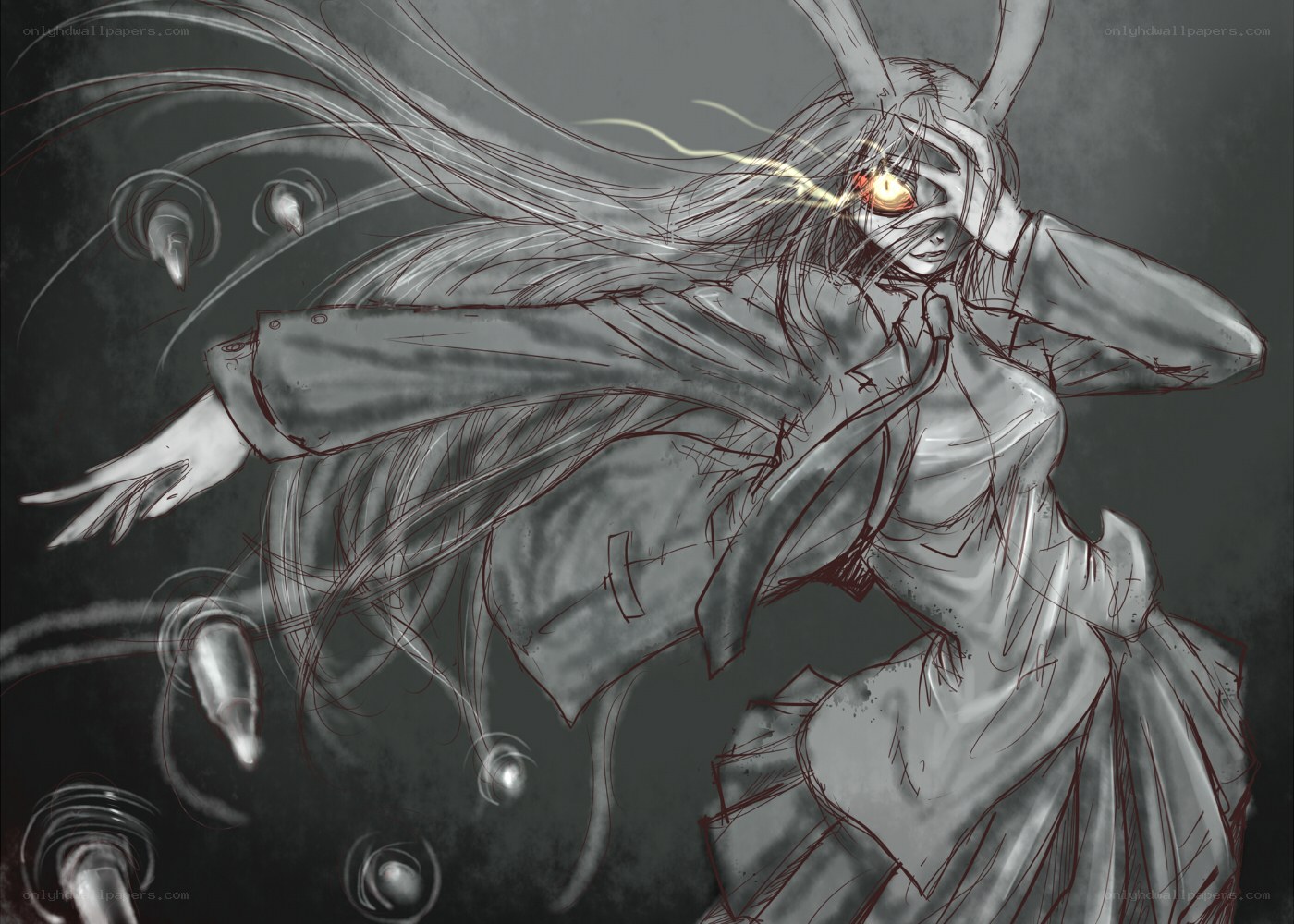 anime character with glowing eye