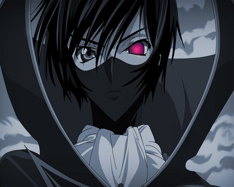 Anime Character with Glowing Eye — Black, Dramatic, Night
