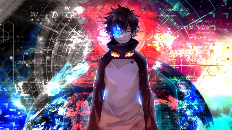 Anime Character with Glowing Eye — Blue, Dramatic, Glowing Eye