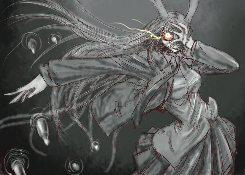 Anime Character with Glowing Eye — Gray
