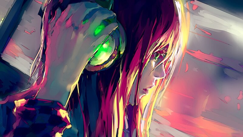 Anime Character with Glowing Eye — Purple