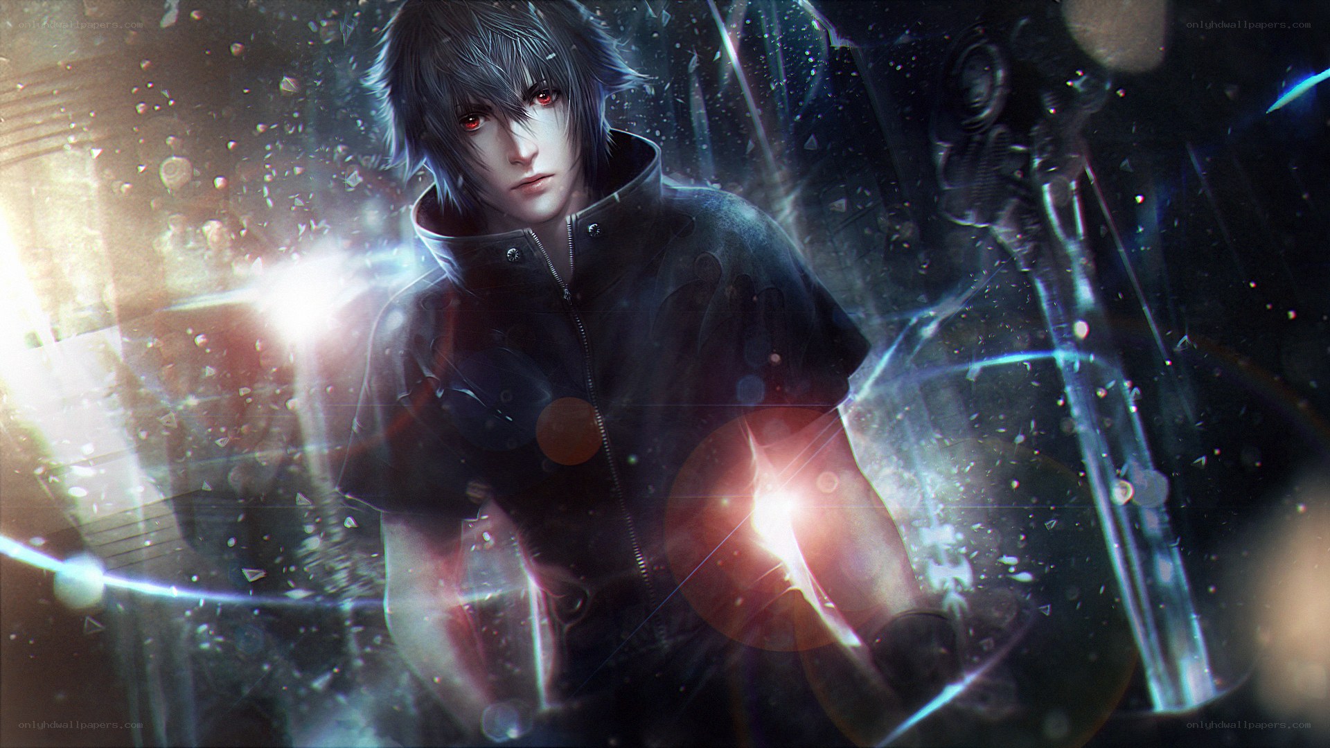 anime character with glowing eyes