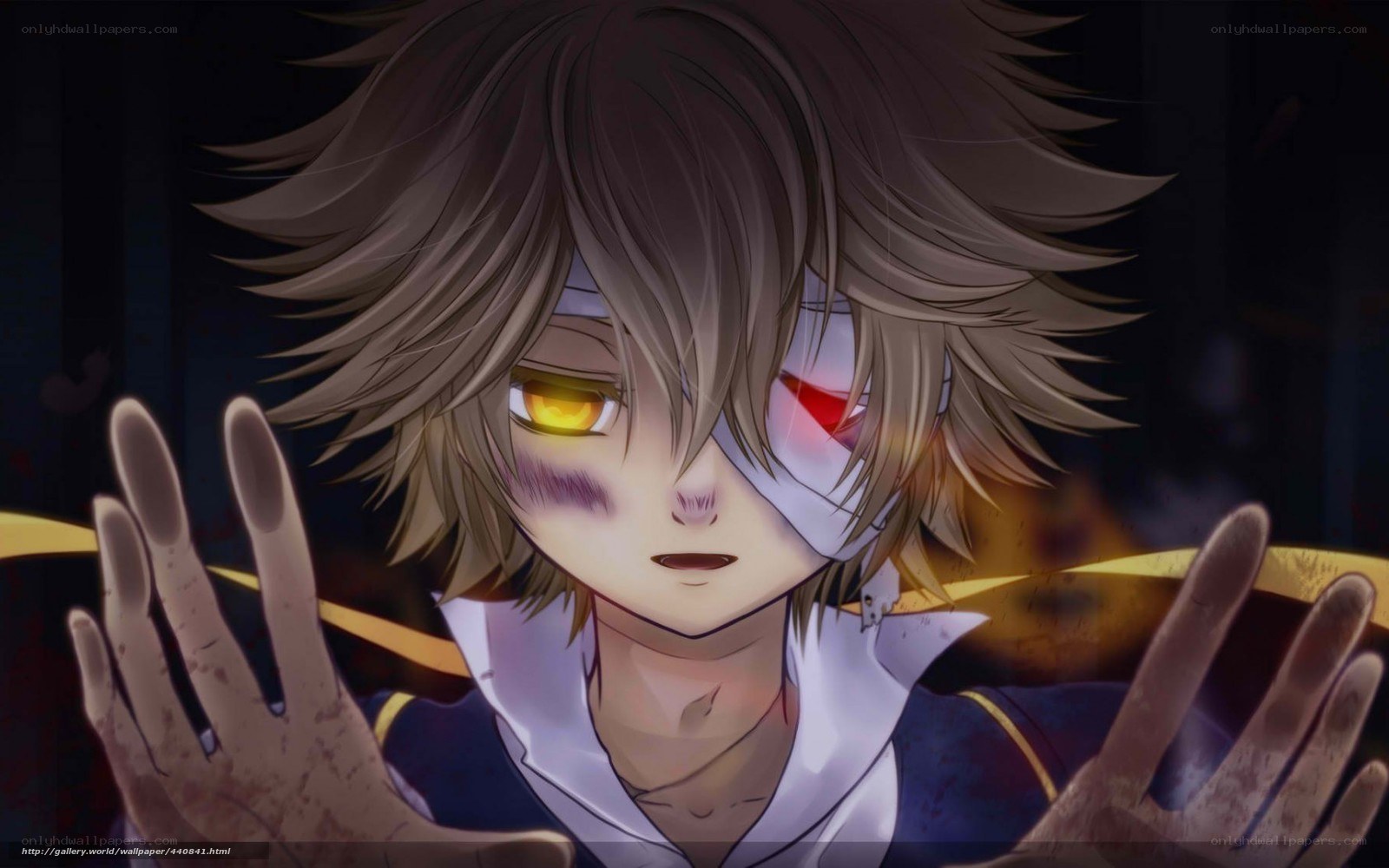 anime character with glowing eyes