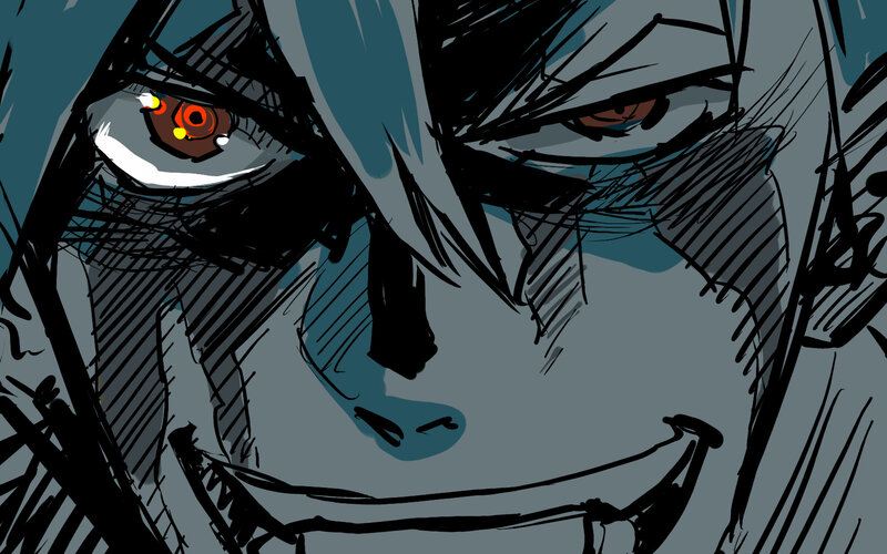 anime character with glowing eyes