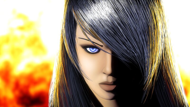 anime character with glowing eyes