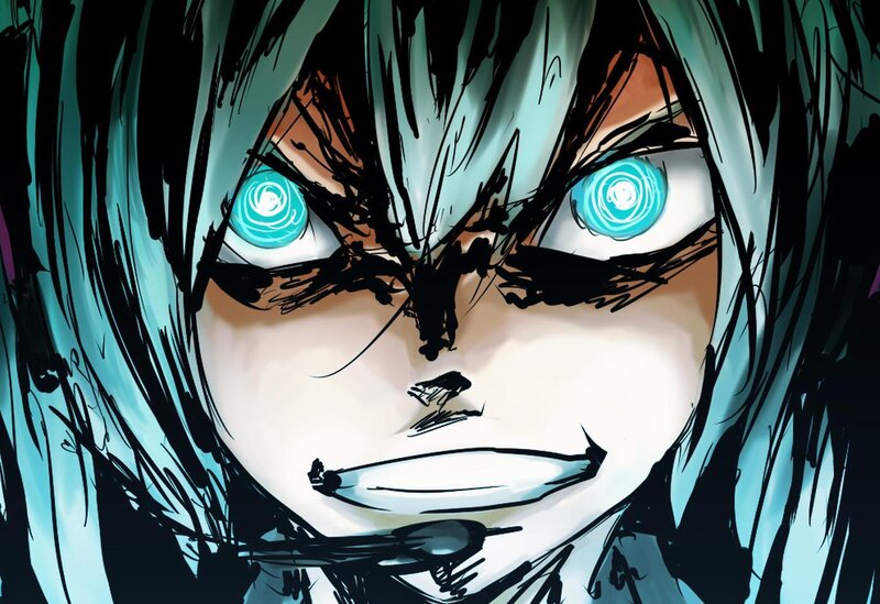 anime character with glowing eyes