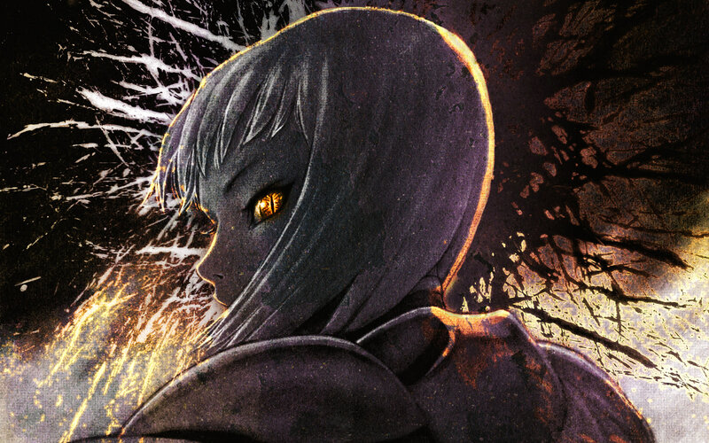 anime character with glowing eyes