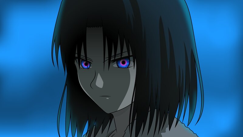 anime character with glowing eyes