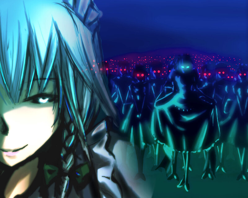 anime character with glowing eyes