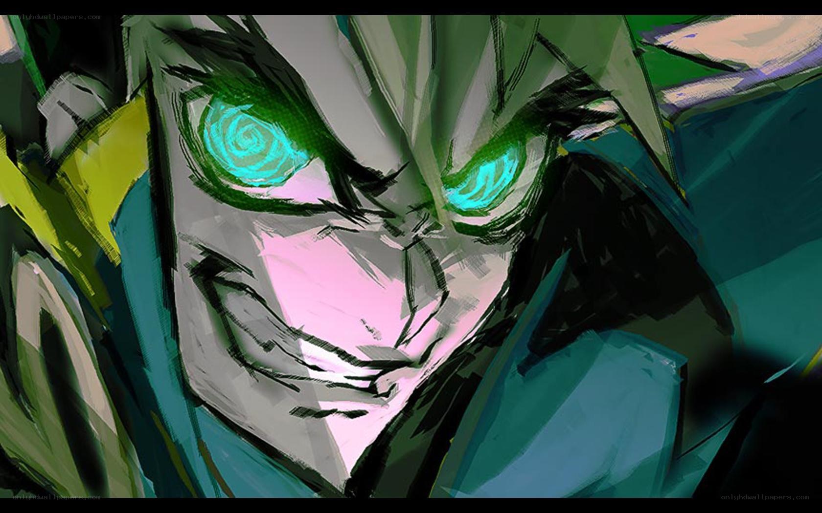 anime character with glowing eyes