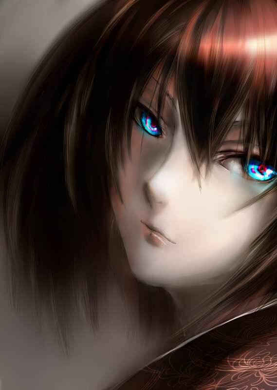 anime character with glowing eyes