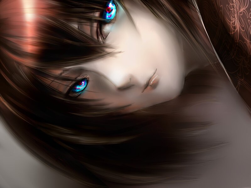 anime character with glowing eyes