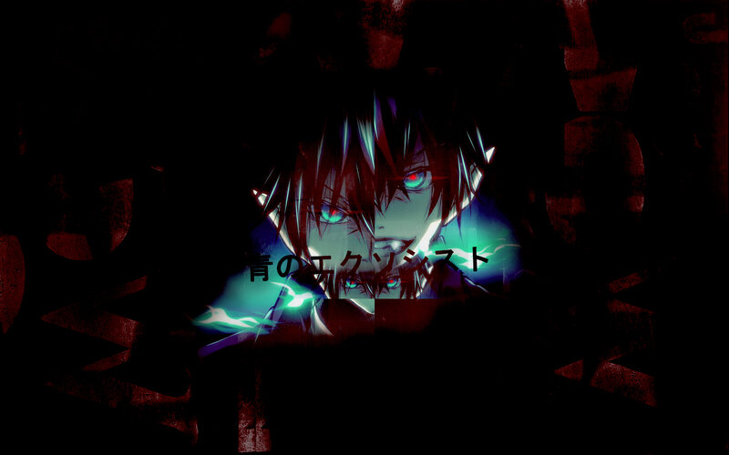 Anime Character with Glowing Eyes — Black, Dark, Intense