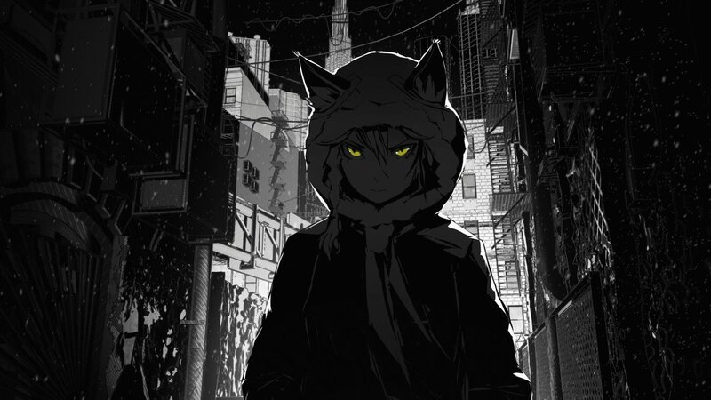 Anime Character with Glowing Eyes — Black, Dark, Night